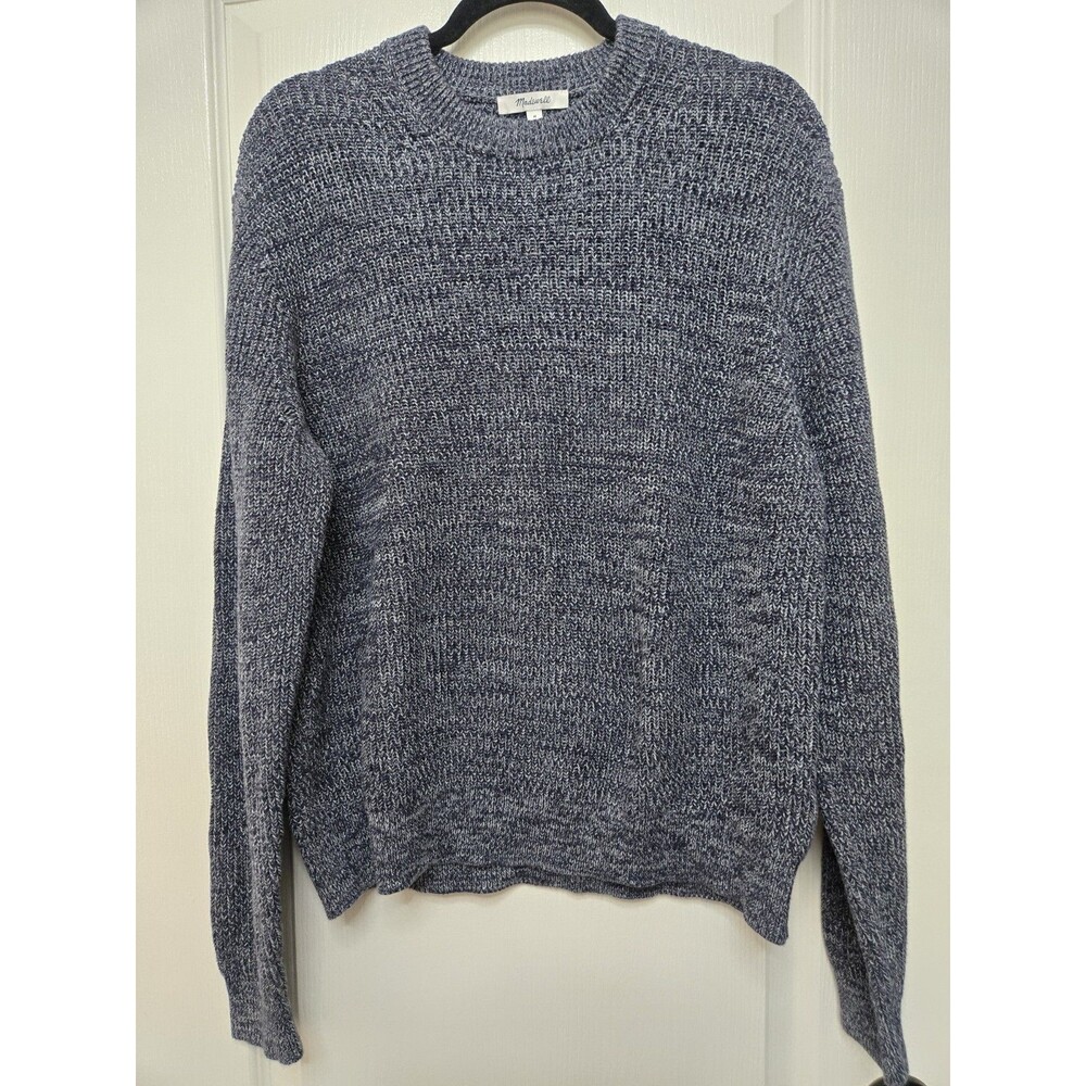 Madewell Cotton Shaker-Stitch Crewneck Men's Sweater Blue Sz Medium